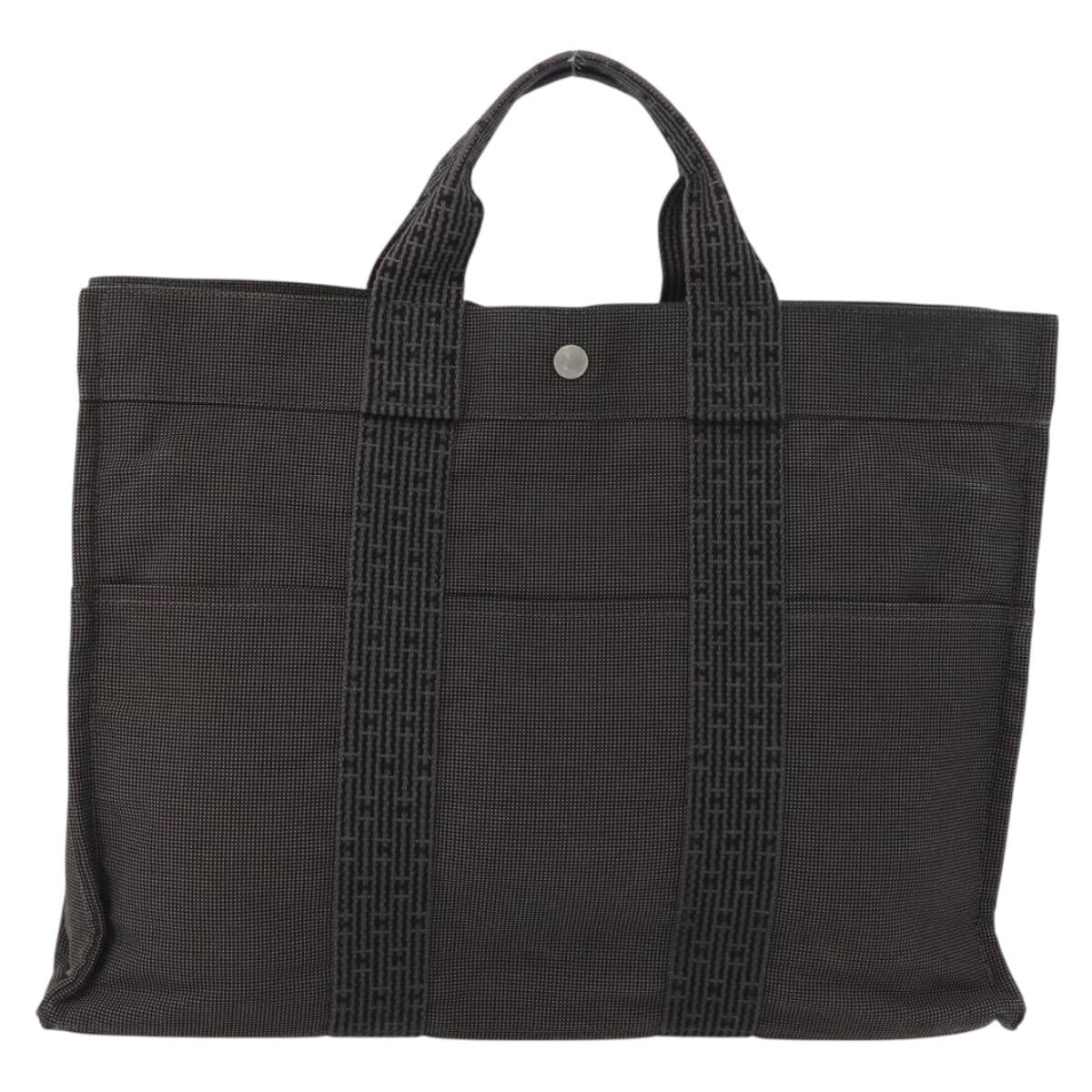 Hermes Fourre-tout Herline Canvas, GRAY, CANVAS, Tote bag