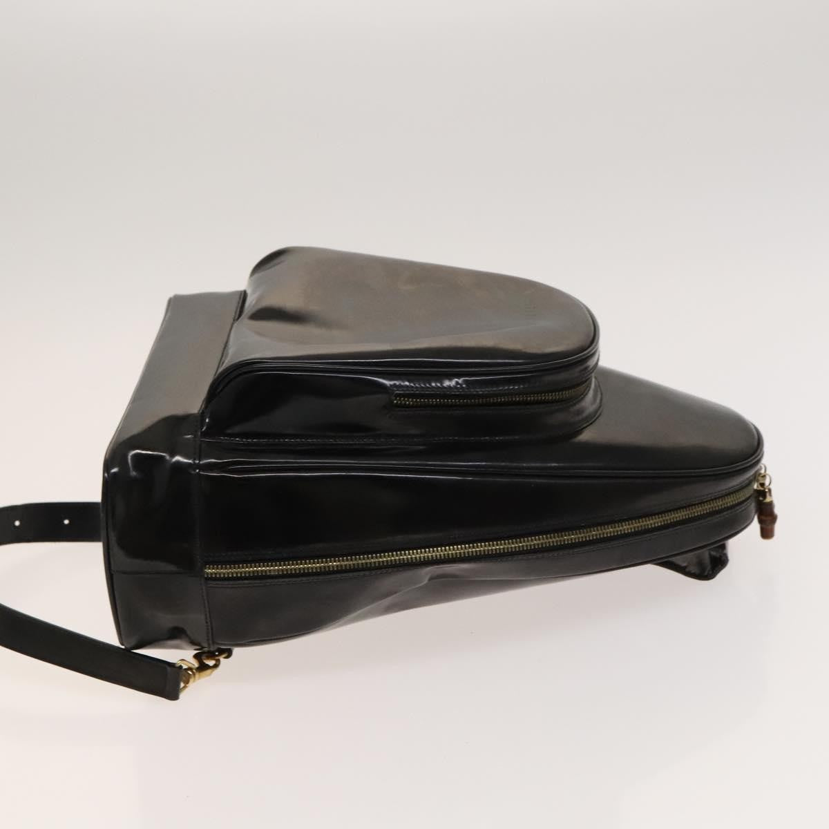 Gucci Vintage Bamboo Backpack Patent, Black, Patent Leather, Backpack