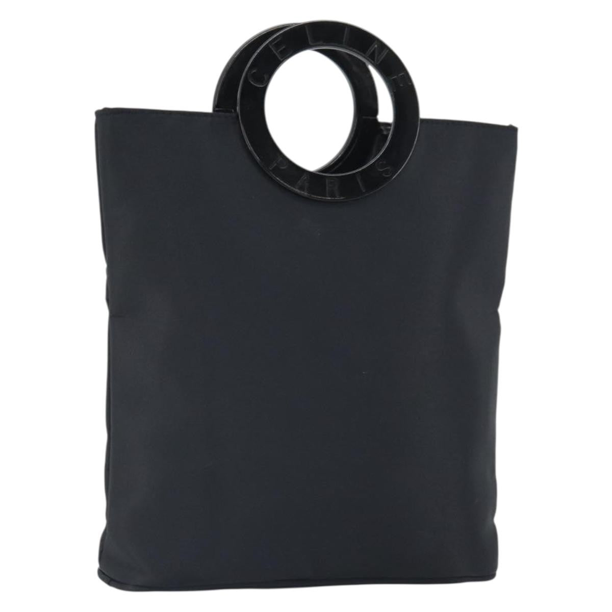 Celine Circle Logo Handbag Nylon, BLACK, NYLON, Handbag