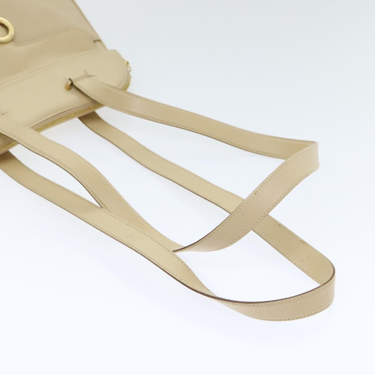 Salvatore Ferragamo Gancini Shoulder Bag Leather, BEIGE, LEATHER, Shoulder bag