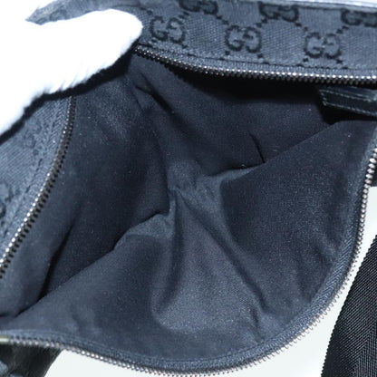 Gucci Vintage Double Belt Bag GG Canvas with Leather, BLACK, CANVAS, Clutche & pouche