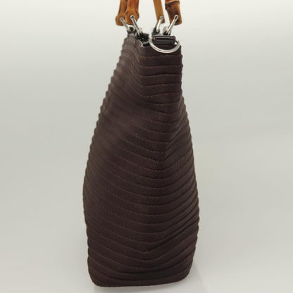 Gucci Vintage Bamboo Handle Tote Nylon, BROWN, SYNTHETIC, Tote bag