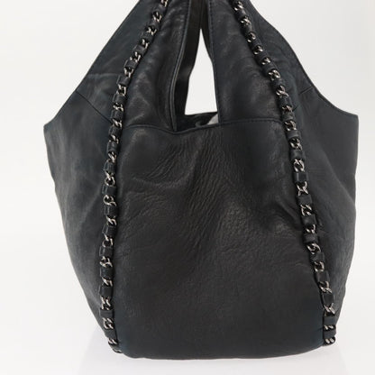 Chanel Vintage Chain Around Shoulder Bag Leather, BLACK, LEATHER, Shoulder bag