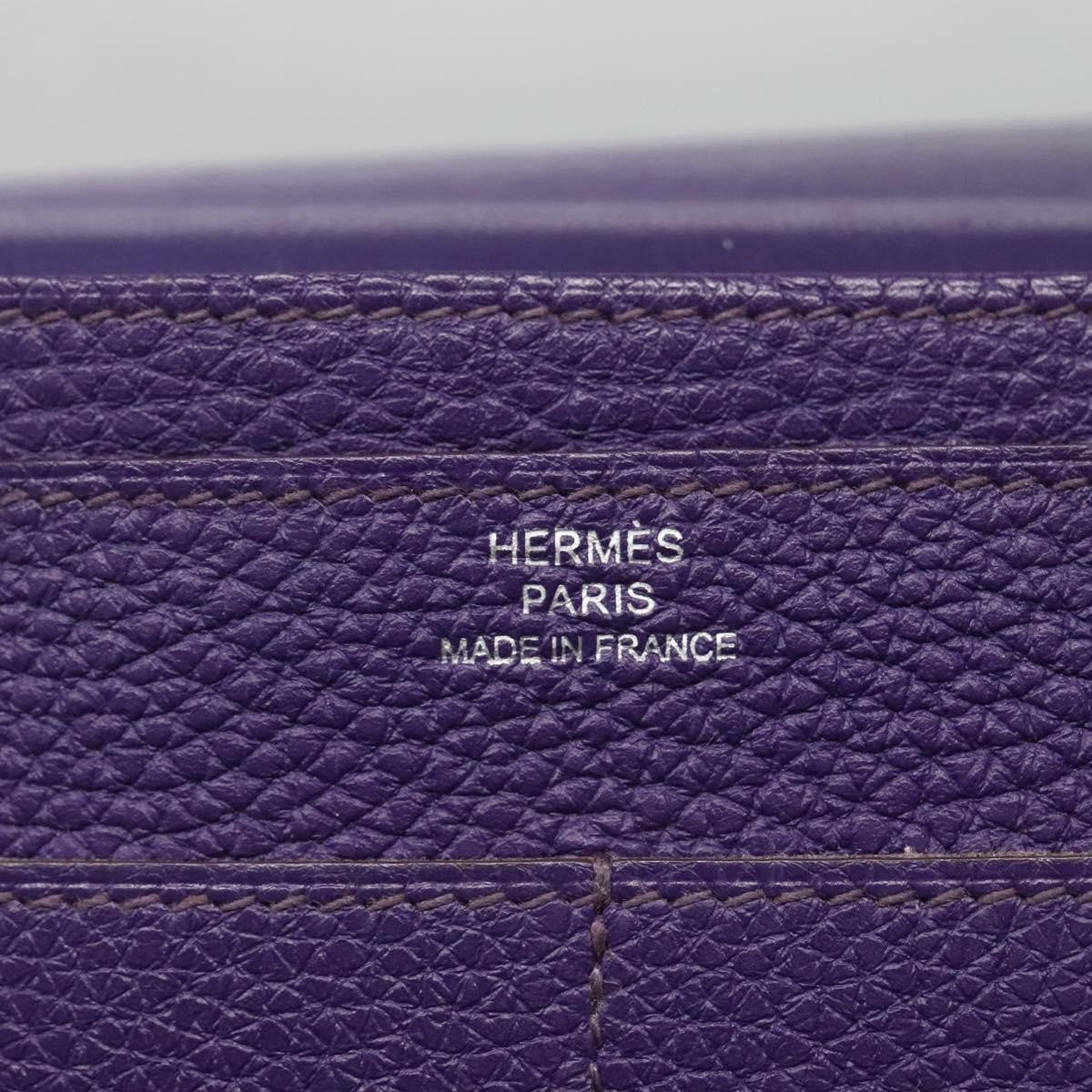 Hermes Dogon Duo Combined Wallet Leather, PURPLE, LEATHER, Wallets