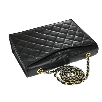 Chanel Vintage CC Chain Full Flap Bag Quilted Leather, BLACK, LEATHER, Shoulder bag
