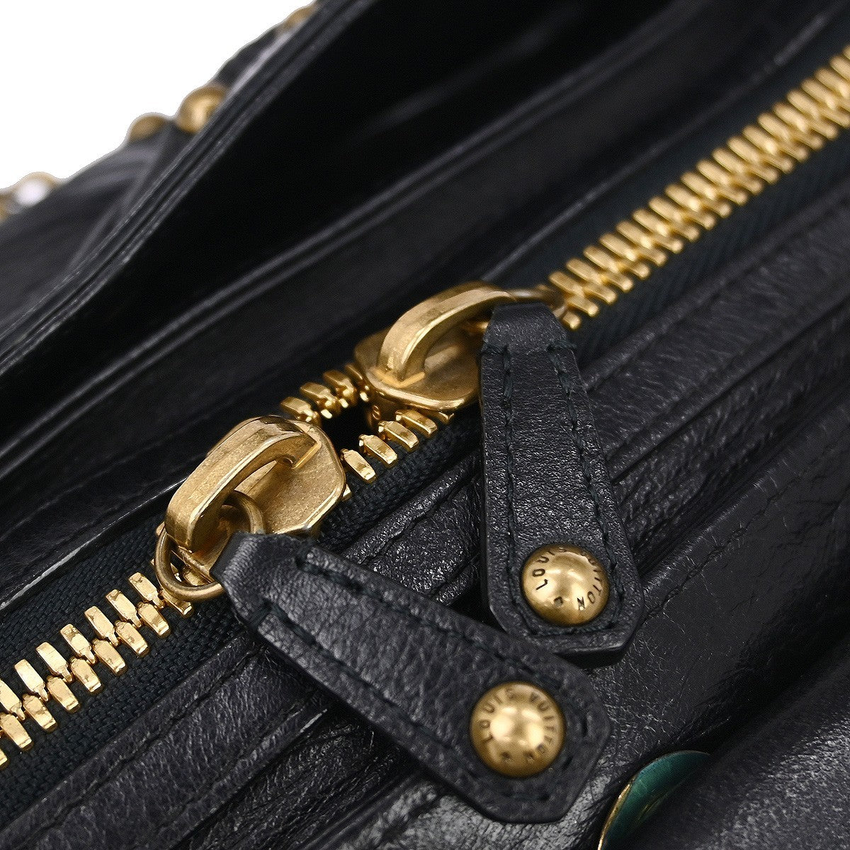 Louis Vuitton Riveting Handbag Studded Lambskin, BLACK, LEATHER, Shoulder bag