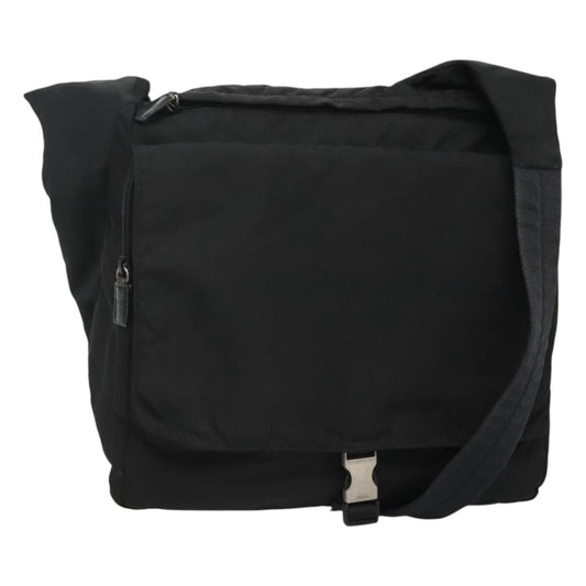 Prada Vintage Flap Messenger Bag Tessuto, BLACK, NYLON, Shoulder bag