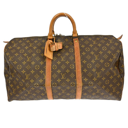 Louis Vuitton Keepall Bag Monogram Canvas, BROWN, CANVAS,LEATHER, Handbag