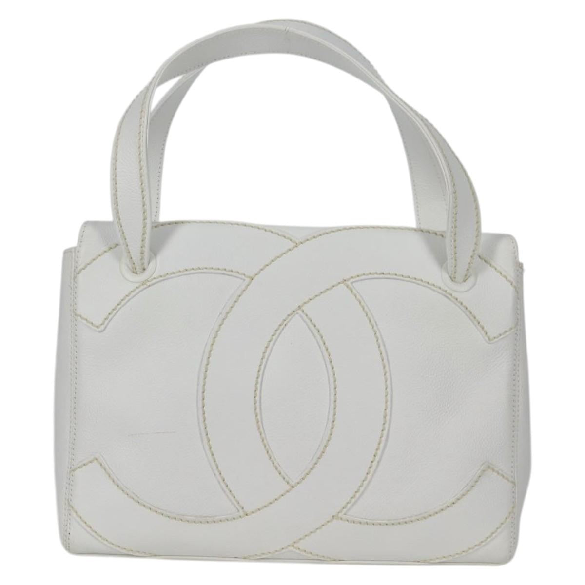 Chanel CC Stitch Tote Caviar, WHITE, LEATHER, Handbag