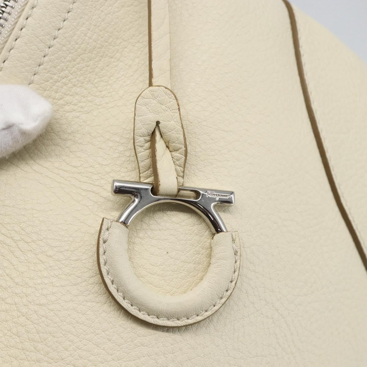 Salvatore Ferragamo Gancini Shoulder Bag Leather, WHITE, LEATHER, Shoulder bag