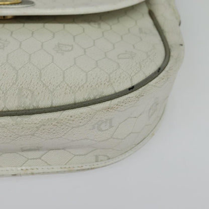Christian Dior Vintage Honeycomb Flap Crossbody Bag Coated Canvas, WHITE, CANVAS, Crossbody bag