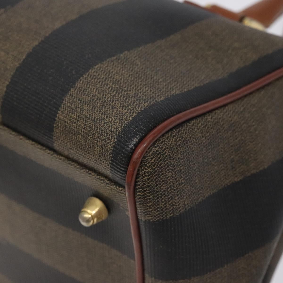 Fendi Vintage Pequin Boston Bag Coated Canvas, BROWN, CANVAS, Handbag