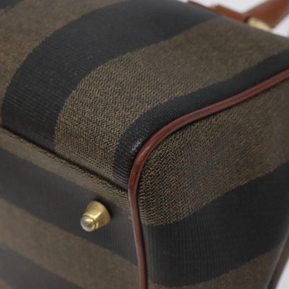Fendi Vintage Pequin Boston Bag Coated Canvas, BROWN, CANVAS, Handbag