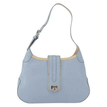 Salvatore Ferragamo Gancini Shoulder Bag Leather, BLUE, LEATHER, Shoulder bag