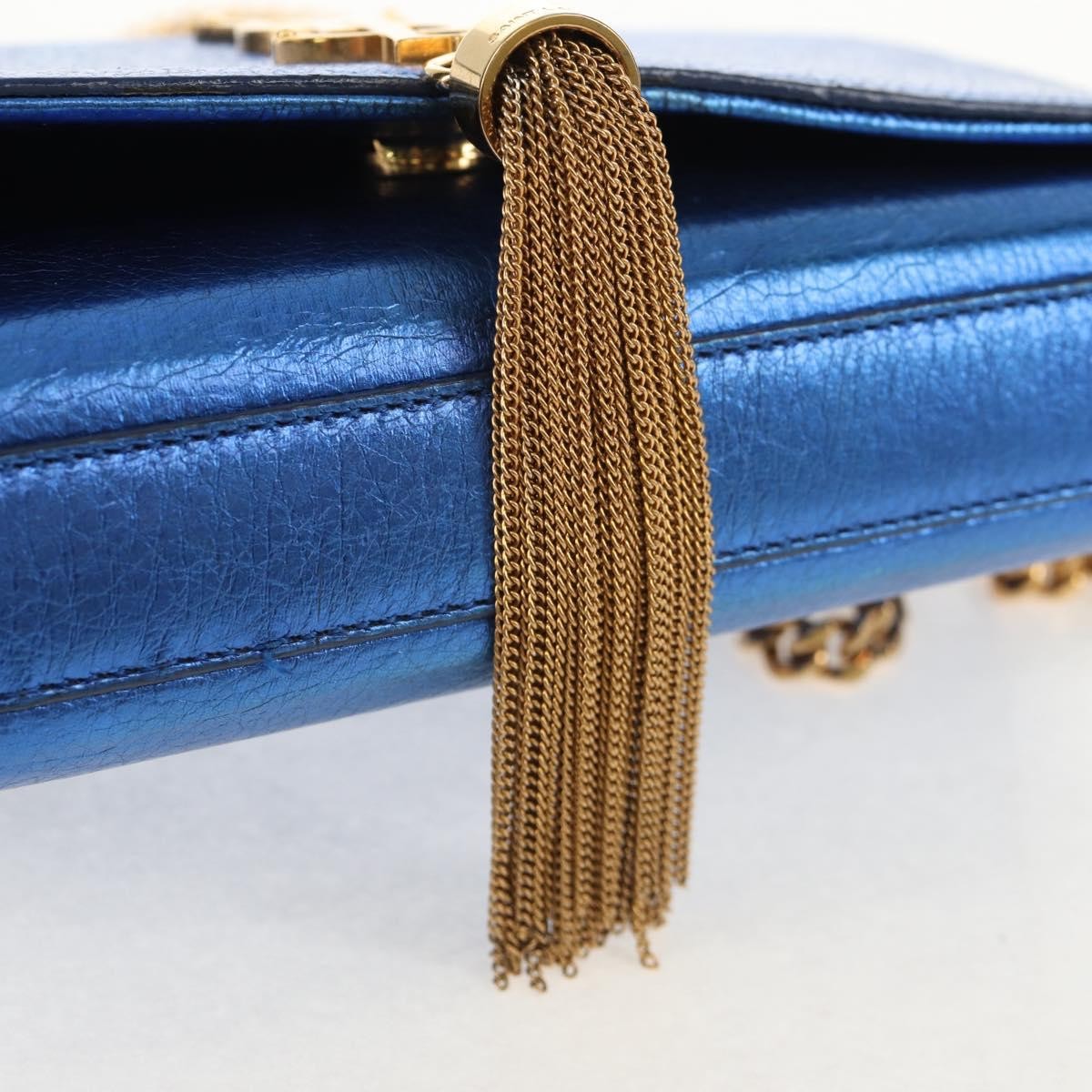 Saint Laurent Classic Monogram Tassel Crossbody Bag Leather, BLUE, LEATHER, Shoulder bag