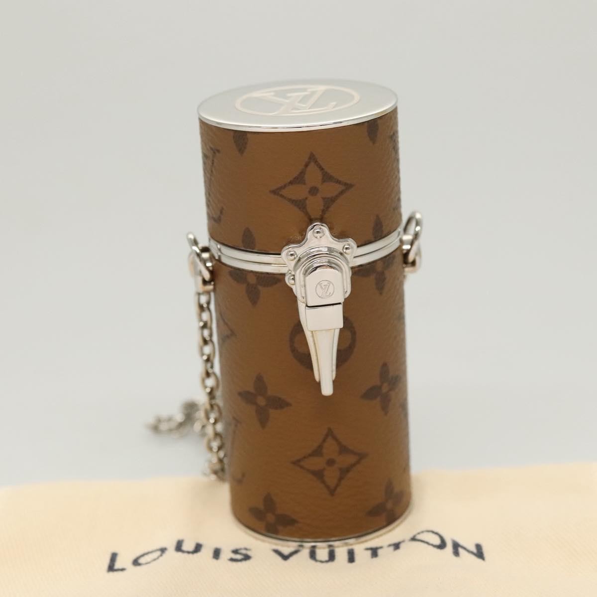 Louis Vuitton Lipstick Case on Chain Monogram Canvas, BROWN, CANVAS, Clutche & pouche