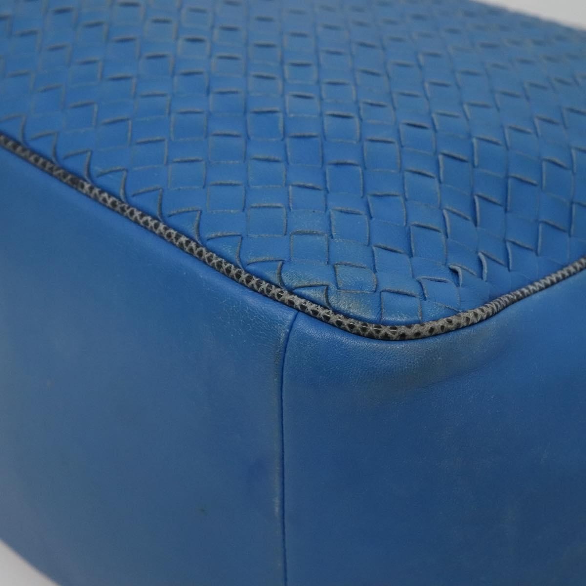 Bottega Veneta Belted Zip Chain Tote Intrecciato Nappa with Snakeskin, BLUE, LEATHER, Tote bag