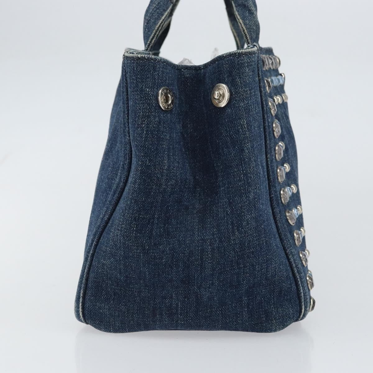 Prada Canapa Open Tote Denim, BLUE, CANVAS, Handbag