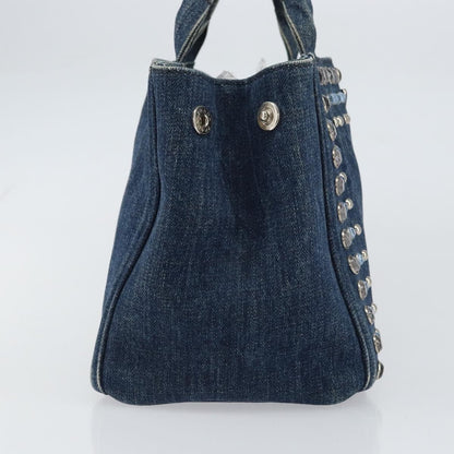 Prada Canapa Open Tote Denim, BLUE, CANVAS, Handbag