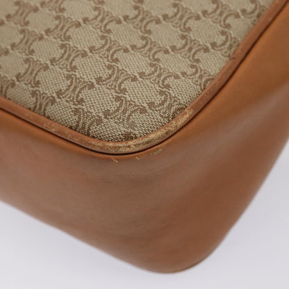 Celine Vintage Macadam Shoulder Bag Canvas and Leather, BEIGE, CANVAS, Shoulder bag