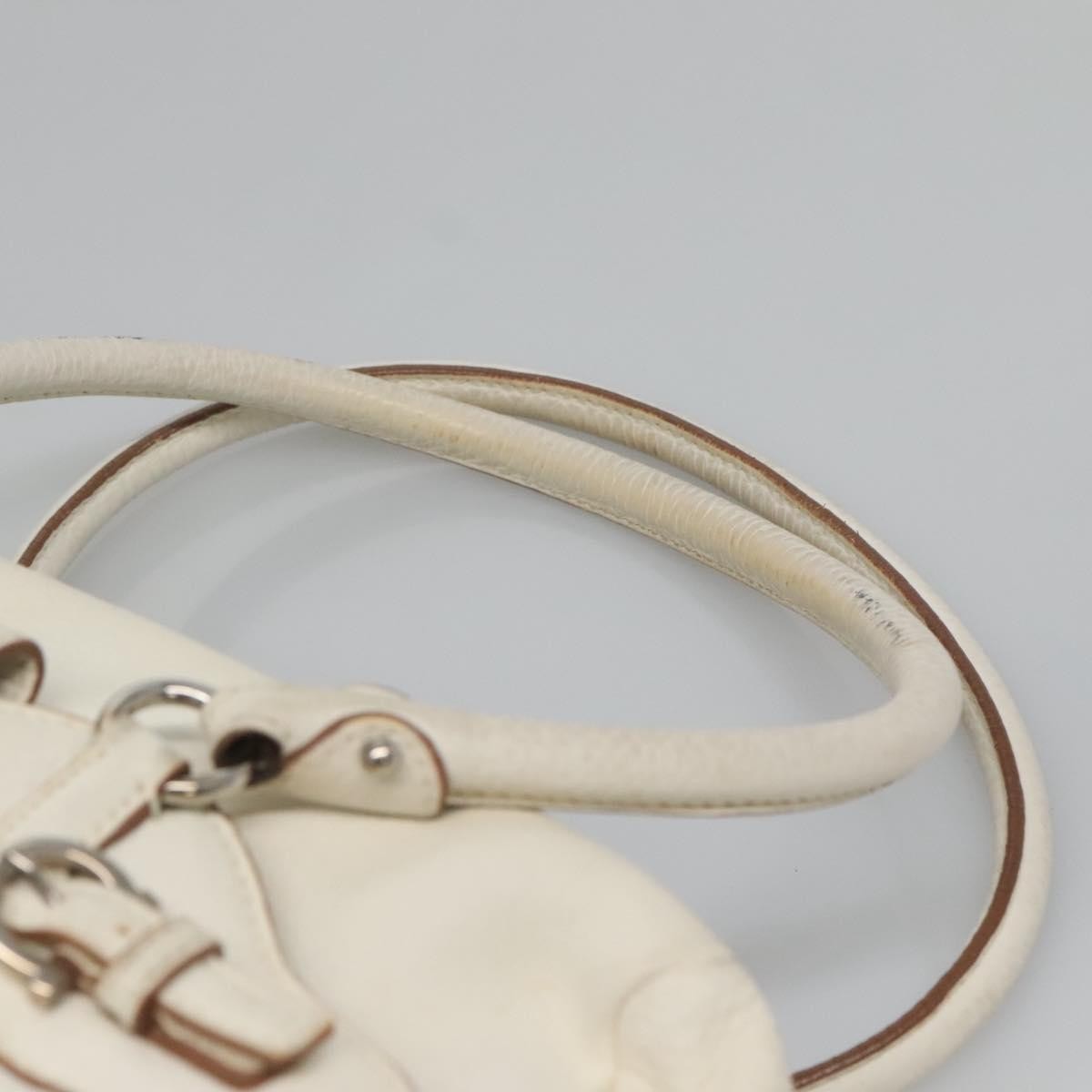 Salvatore Ferragamo Gancini Buckle Shoulder Bag Leather, WHITE, LEATHER, Shoulder bag