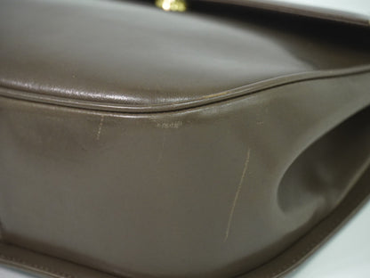 Salvatore Ferragamo Gancini Shoulder Bag Leather, BROWN, LEATHER, Shoulder bag