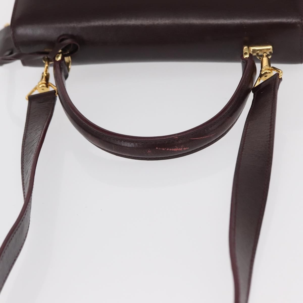 Gucci Vintage Lady Lock Top Handle Bag Leather, BURGUNDY, LEATHER, Handbag