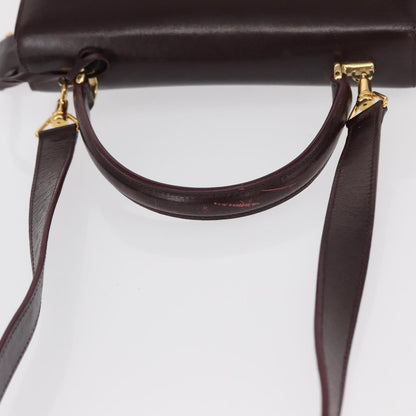 Gucci Vintage Lady Lock Top Handle Bag Leather, BURGUNDY, LEATHER, Handbag