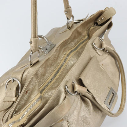 Salvatore Ferragamo Gancini handbag Leather, GOLD, LEATHER, Handbag