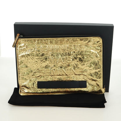 Chanel Feminine Pouch Crinkled Leather, Gold, Leather, Clutch
