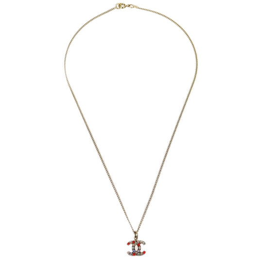 Chanel Rainbow CC Pendant Necklace Metal and Crystals, SILVER, METAL, Necklace