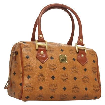 MCM Visetos Handbag Canvas and Leather, BROWN, CANVAS, Handbag