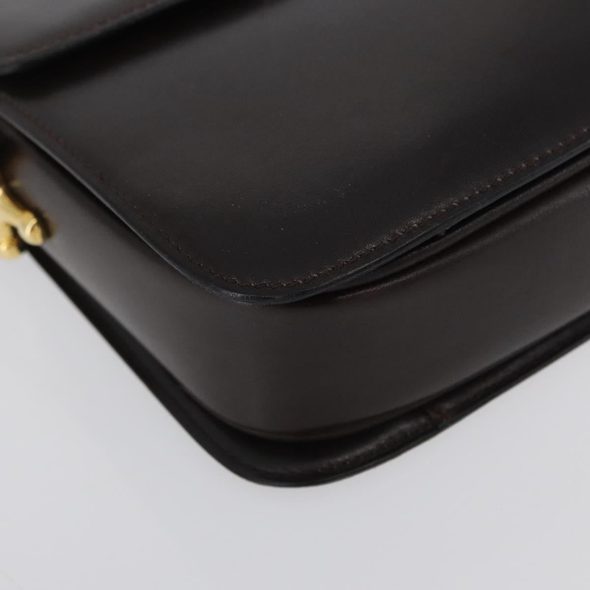 Celine Vintage Shoulder Bag Leather, BROWN, LEATHER, Shoulder bag