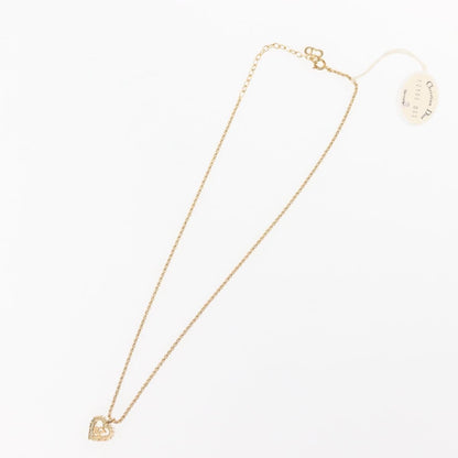 Christian Dior Vintage CD Heart Pendant Necklace Metal with Crystals, GOLD, METAL, Necklace