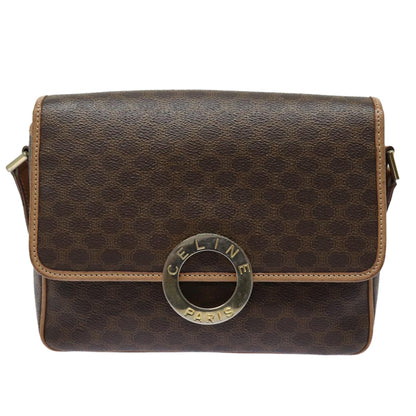 Celine Macadam Shoulder Bag PVC Leather, BROWN, CANVAS, Shoulder bag