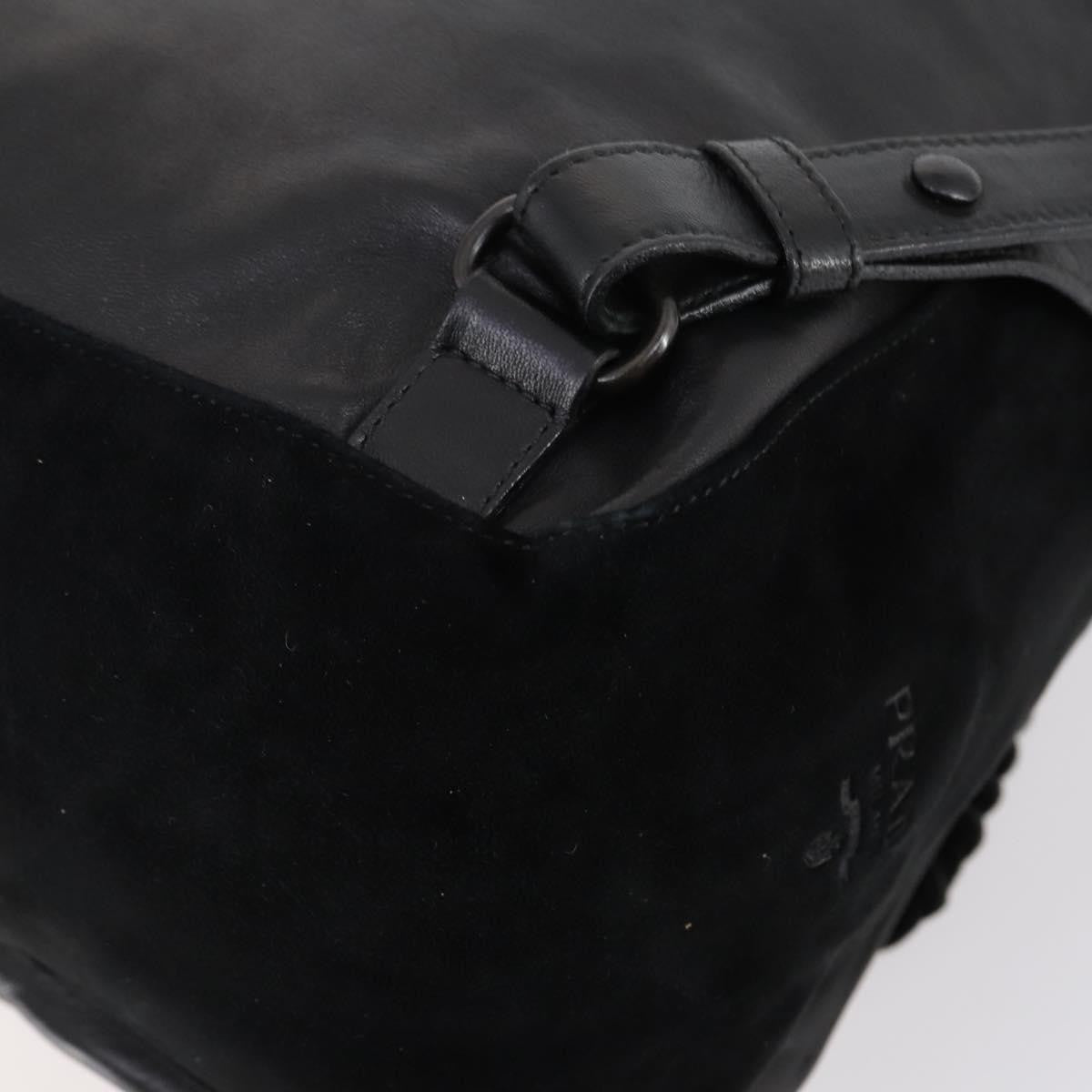 Prada Vela Double Front Pocket Backpack Leather, BLACK, LEATHER, Backpack