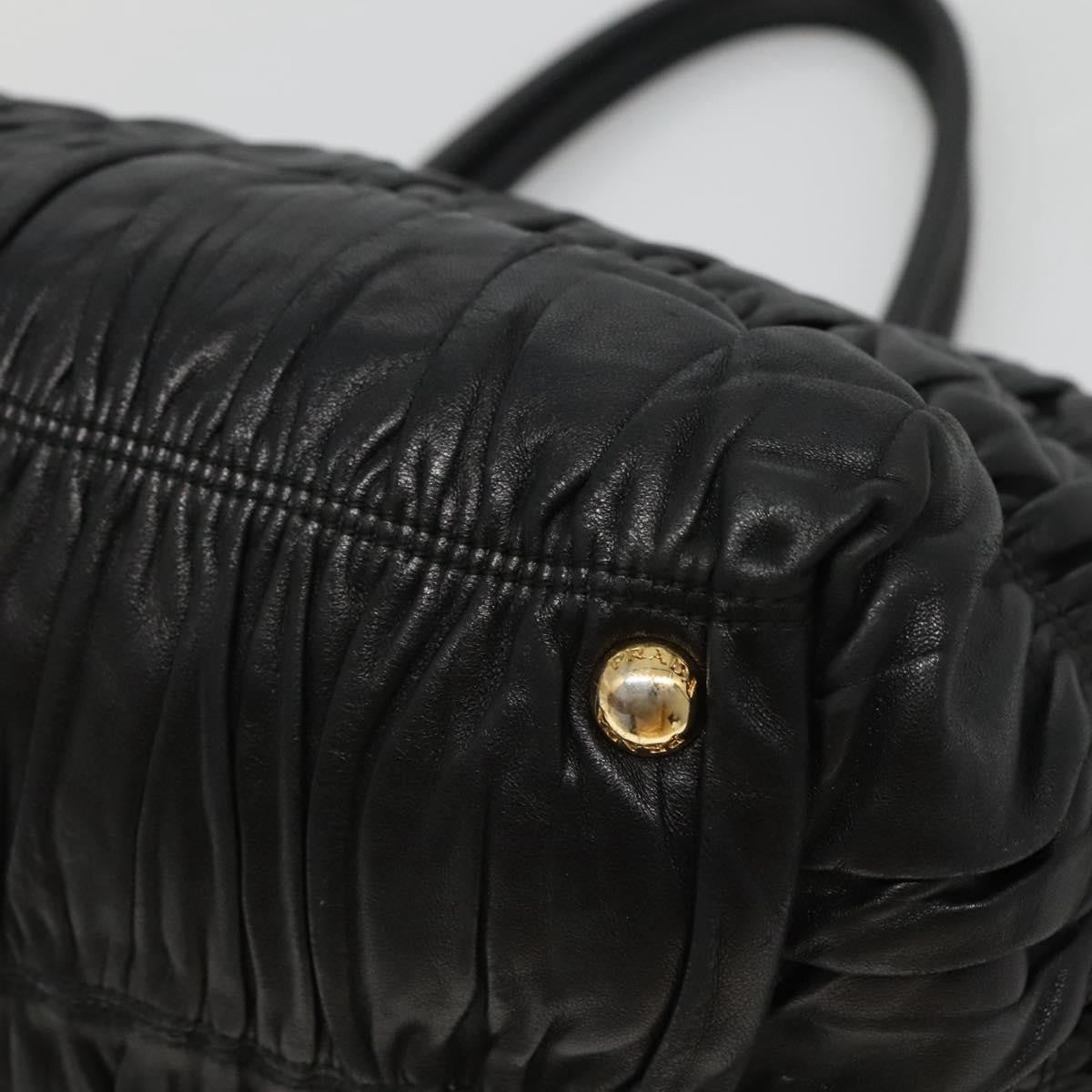 Prada Gaufre Ribbon handbag Leather, BLACK, LEATHER, Tote bag