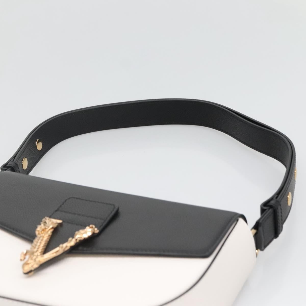 Versace Virtus Flap Messenger Bag Leather, WHITE, LEATHER, Crossbody bag