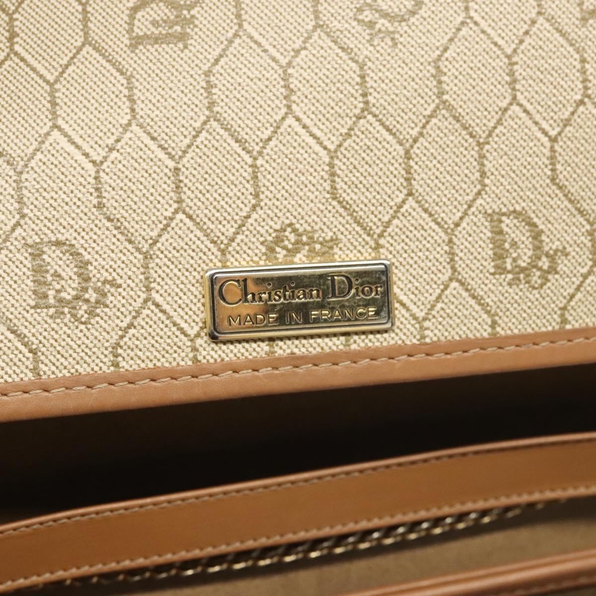 Christian Dior Vintage Honeycomb chain Canvas, BEIGE, CANVAS, Handbag