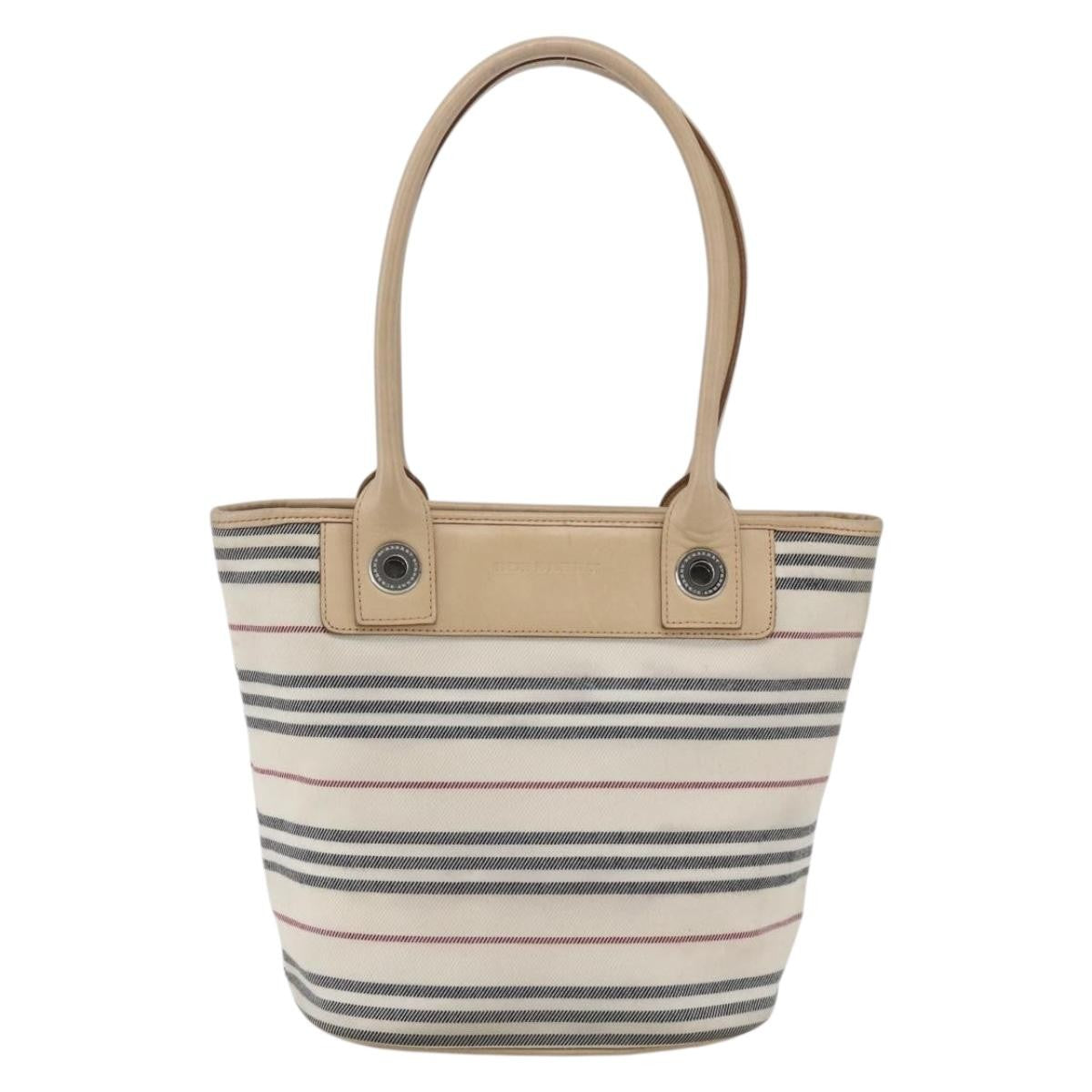 Burberry Nova Check Tote Canvas and Leather, WHITE, CANVAS, Tote bag