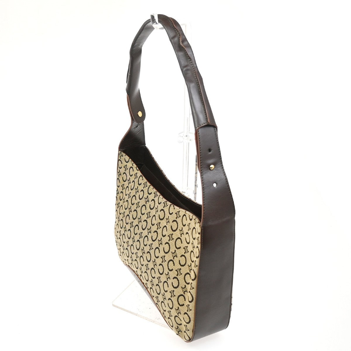 Celine Vintage Macadam Shoulder Bag Canvas, BROWN, CANVAS, Shoulder bag