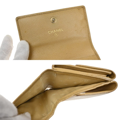 Chanel CC Trifold Flap Wallet Leather, BEIGE, LEATHER, Wallets