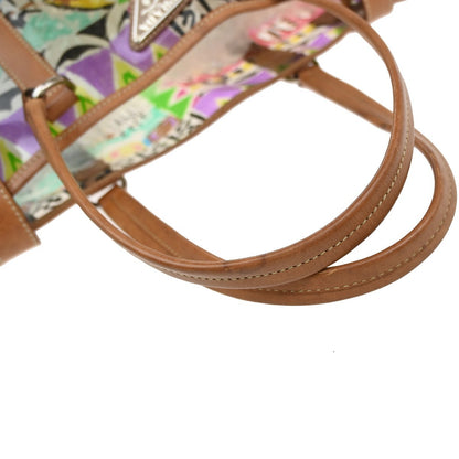 Prada Venice Belted Tote Printed Canvas and Leather, MULTICOLOUR, LEATHER, Tote bag
