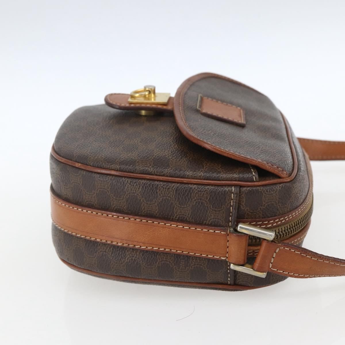 Celine Vintage Macadam Shoulder Bag Canvas and Leather, BROWN, CANVAS, Shoulder bag