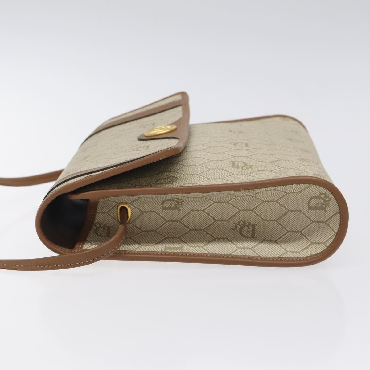 Christian Dior Vintage Honeycomb Flap Crossbody Bag Coated Canvas, BEIGE, CANVAS, Crossbody bag
