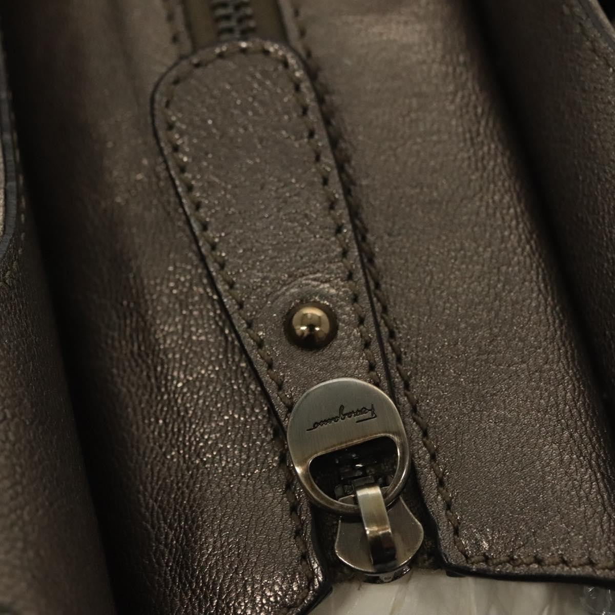 Salvatore Ferragamo Gancini handbag Leather, SILVER, LEATHER, Handbag