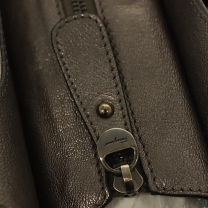 Salvatore Ferragamo Gancini handbag Leather, SILVER, LEATHER, Handbag
