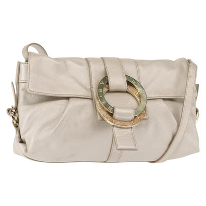 Bvlgari Chandra Flap Shoulder Bag Leather, Silver, Leather, Shoulder Bag