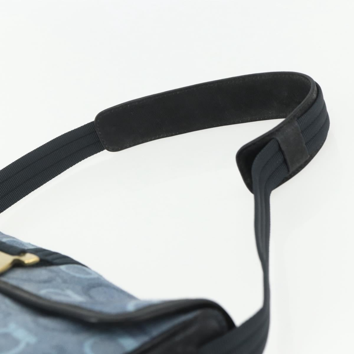 Salvatore Ferragamo Gancini Shoulder Bag Canvas, BLUE, CANVAS, Shoulder bag