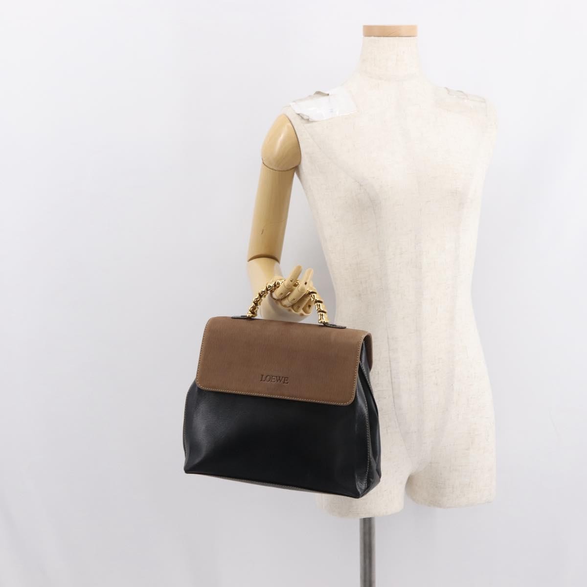 Loewe Vintage Velazquez Top Handle Bag Leather, BROWN, LEATHER, Handbag